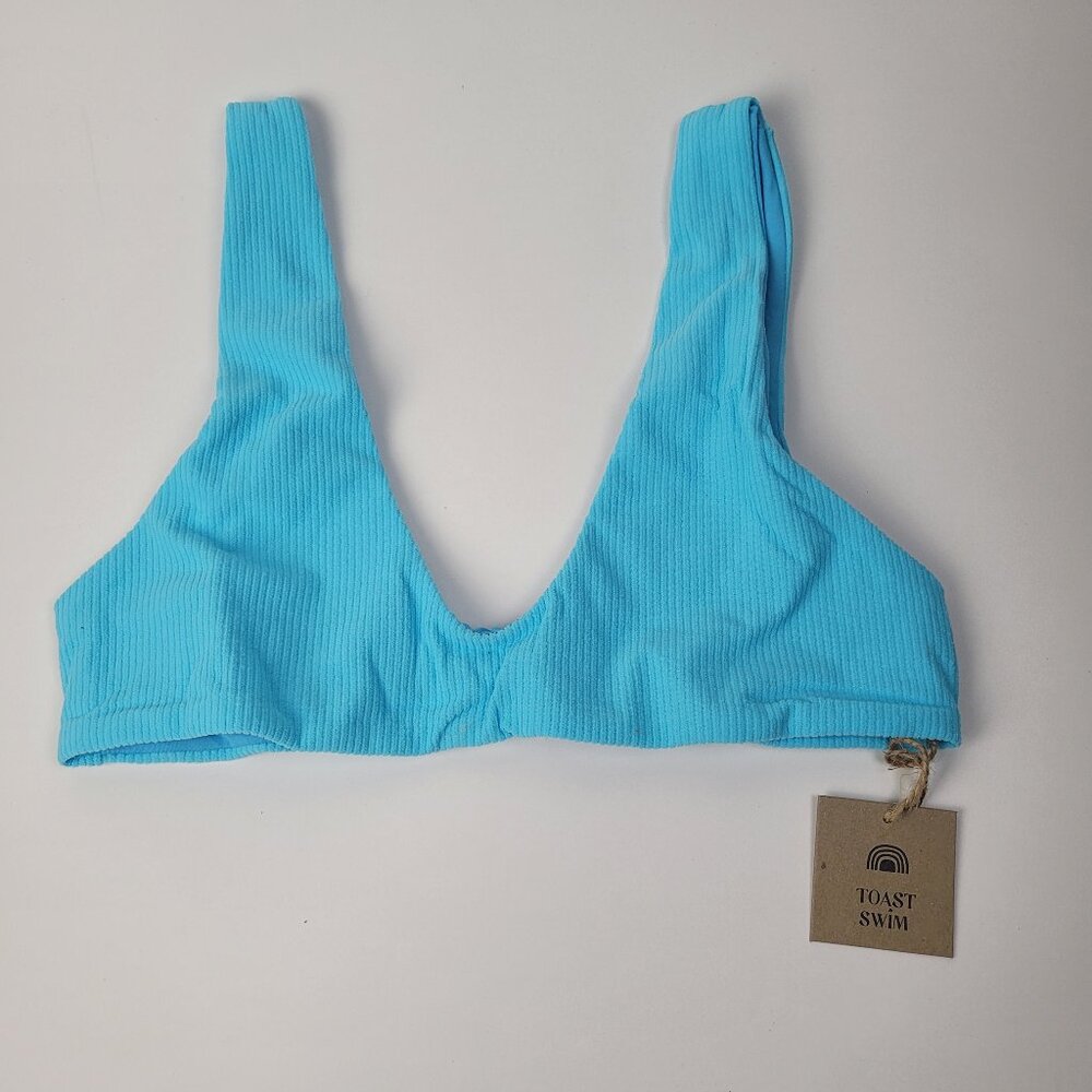 FREE PEOPLE Toast Swimwear Signature Scoop Top Sz M Turquoise Sea